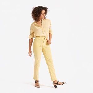 everlane high rise corduroy pants in hemp